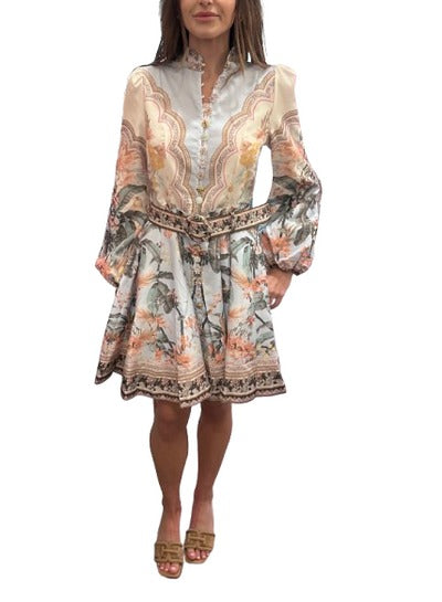 long sleeve floral dress short Long Sleeve Palm Tree Short Printed Dress – Monkee's of Highlands