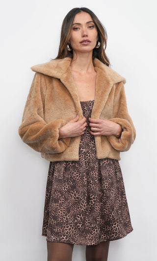 Hailey Faux Fur Coat - Biscotti