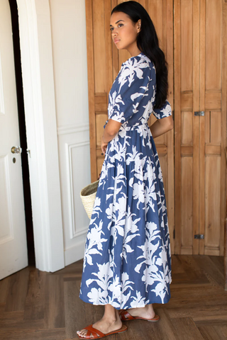 Lucy Basque Dress Blue Indigo