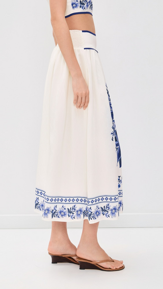 Floral Detail Midi Skirt - Off White Multi
