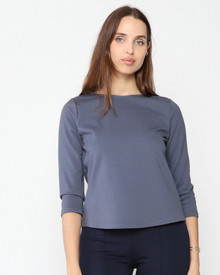 Ponte Knit 3/4 Sleeve Denim