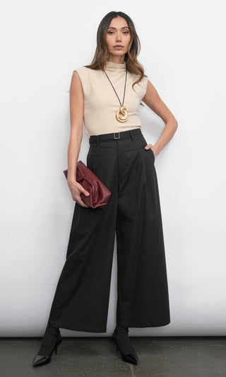 Hera Wide Leg Palazzo Twill Pants