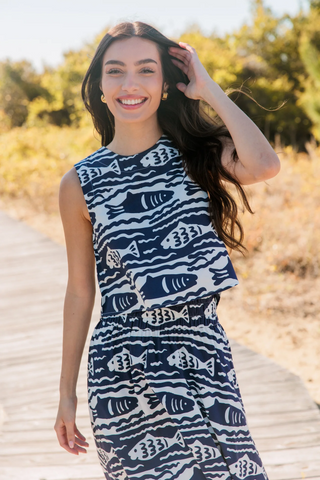 Crop Top Fish Print