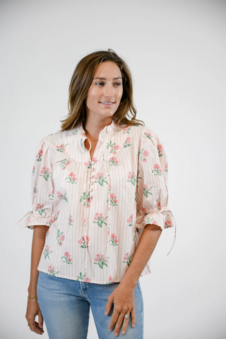 Mia Blouse, Garden Stripes