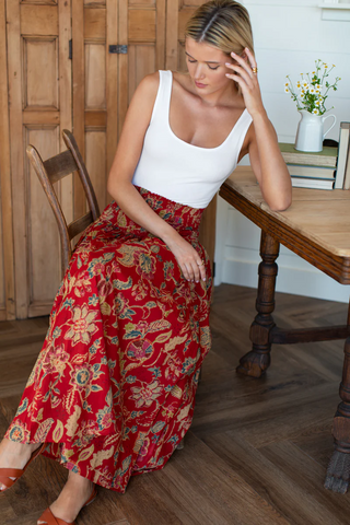 Smocked Maxi Skirt