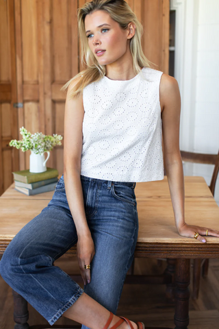 Studio Boxy Top Salt Eyelet