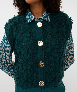 Cardigan Fringes Big Buttons