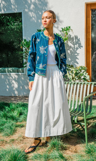 Ana Poplin Midi Skirt White