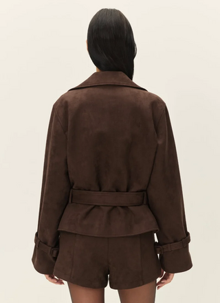 Marais Faux Suede Cropped Trench Coat