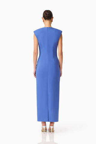 Talitha Plunging Neck Column Dress in Cornflowerblue