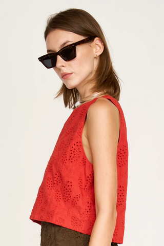 Santanyi Tank in Chili Hyacinth Eyelet