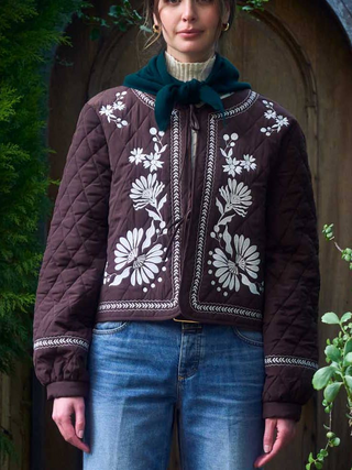 Floral Embroidered Quilted Jacket