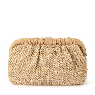 Amalia Pleated Woven Clutch Natural