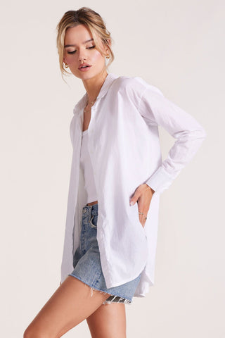 Drop Shoulder Button Front Tunic Wht