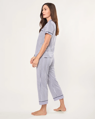 Women'S Pima Crop Set In Navy French Ticking