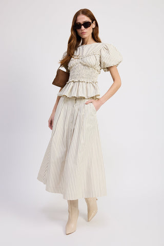 Azra Midi Skirt - Ivory Navy