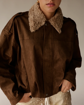 shearling collar suede jacket
