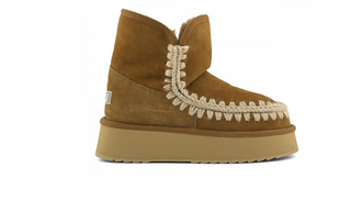 Platform Boot Suede Cognac