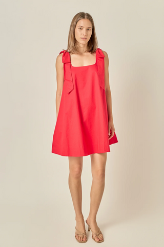 Bow Sleeveless Mini Dress
