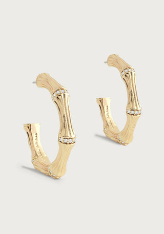 Bamboo Medium Hoop Earrings Gold