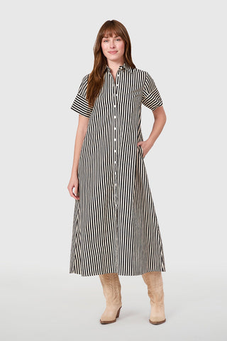 Gibbons Dress - Ganache Pinstripe