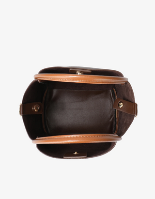 Hollace Mini Tote Contrast Piping Tan/Black