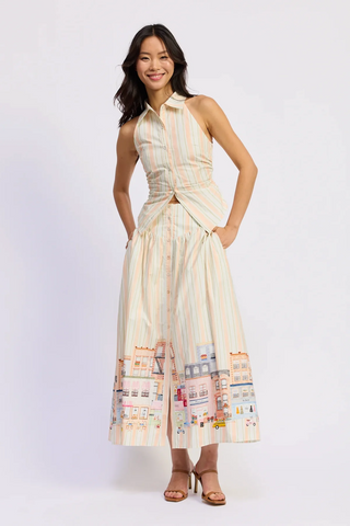 Athena Maxi Skirt - Pink White Multi