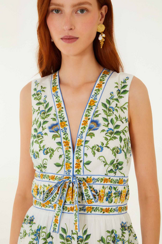 Emily Floral Tapestry Off-White Mini Dress