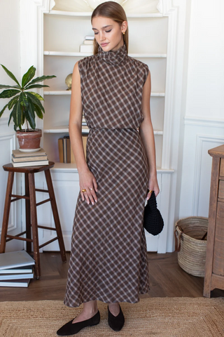 Bias Skirt 2 Cocoa Plaid - M