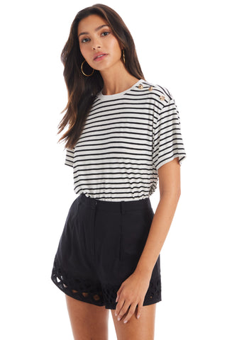 Brooklyn Tee Blk/Wht Stripe
