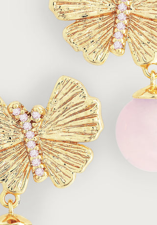 Butterfly with Rose Quartz Drop Earring