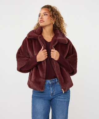 Coat Poncho Faux Fur