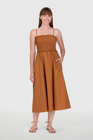 Smocked Dress Brown