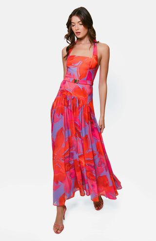 Aza Dress Purple Watercolor Gardenia