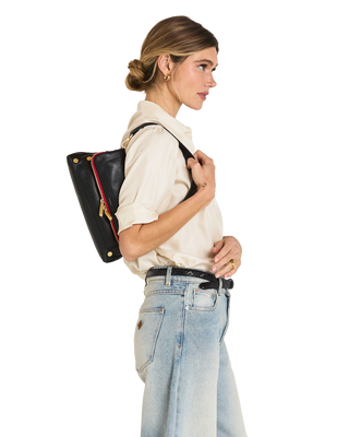 Beverly Med - Black/Brushed Gold Red Zip