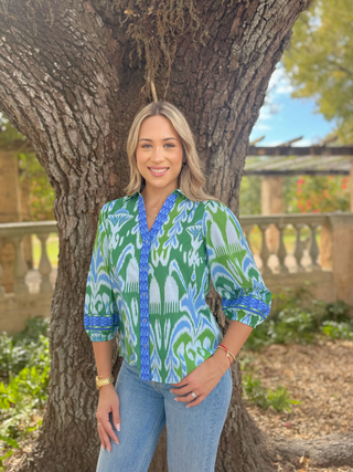 Camille Top IKAT GREEN