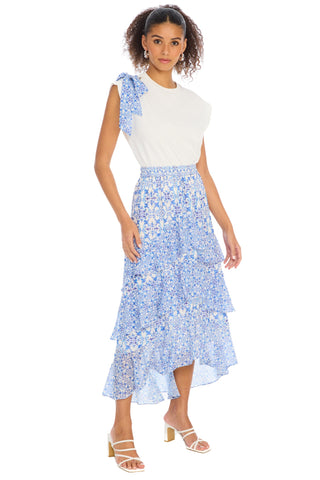 Ella Midi Skirt Grecian Tiles