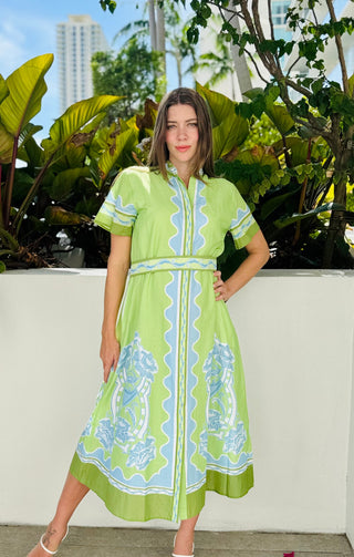 Sydney Shirtdress Bouquet Lime