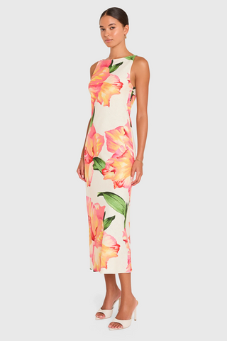 Margo Midi Dress - Hibiscus Print
