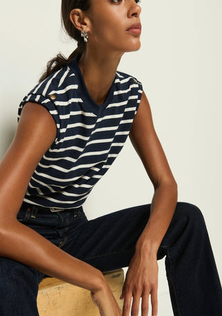 Marina Muscle Tee W/ Shoulder - Playa Stripe