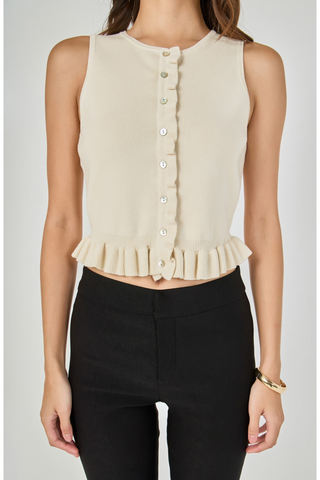 Ruffle Trim Knit Vest
