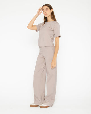 Ponte Knit Short Sleeve Top Extended Clay