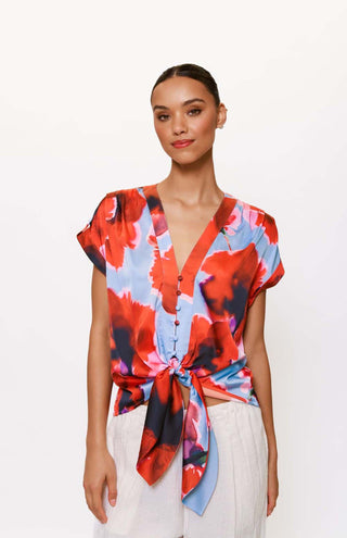 Ricci Top - Peri/Red Blot Floral