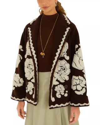 Flowers Brown Coat - M