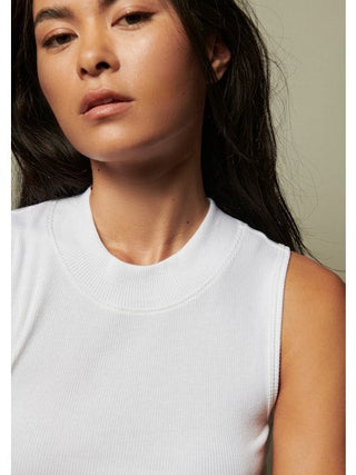 Joan Sleeveless Mock Neck - White