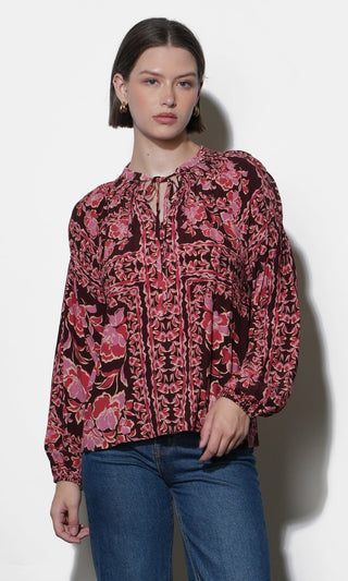 Hendrix Balloon Slv Blouse Maroon