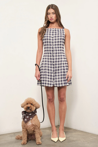 Amanda Dress Navy Gingham