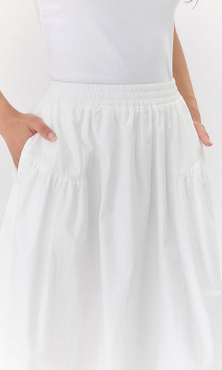 Ana Poplin Midi Skirt White