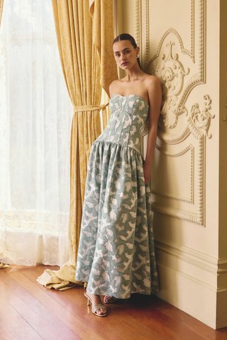 Lisette Strapless Gown in Seagreen
