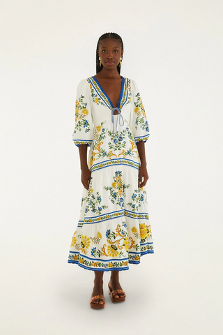 Emily Floral Tapestry Off-White Maxi Dress
